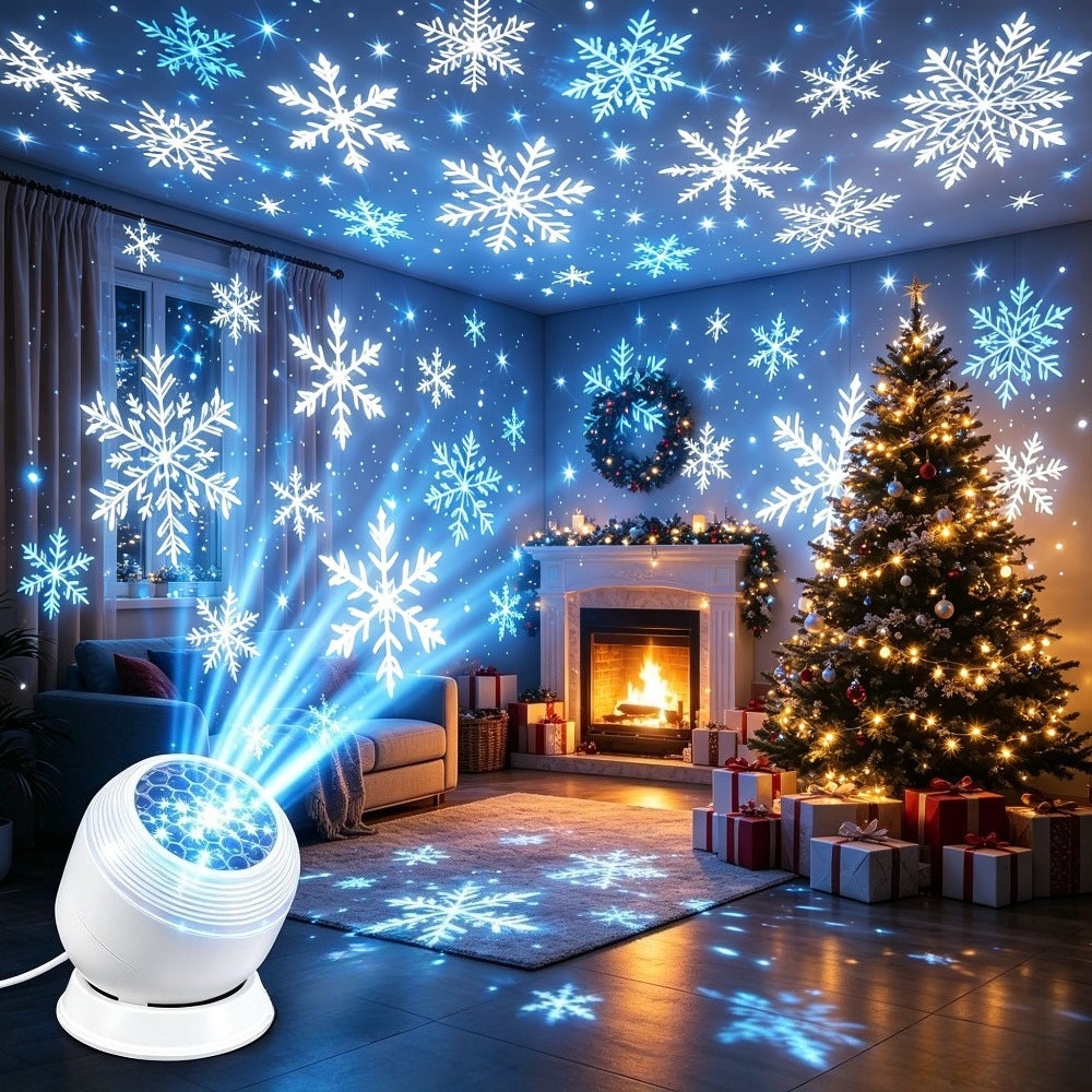 Projecteur LED Flocon de Neige Moderne – Rotation à 360°, USB, Lumière Douce