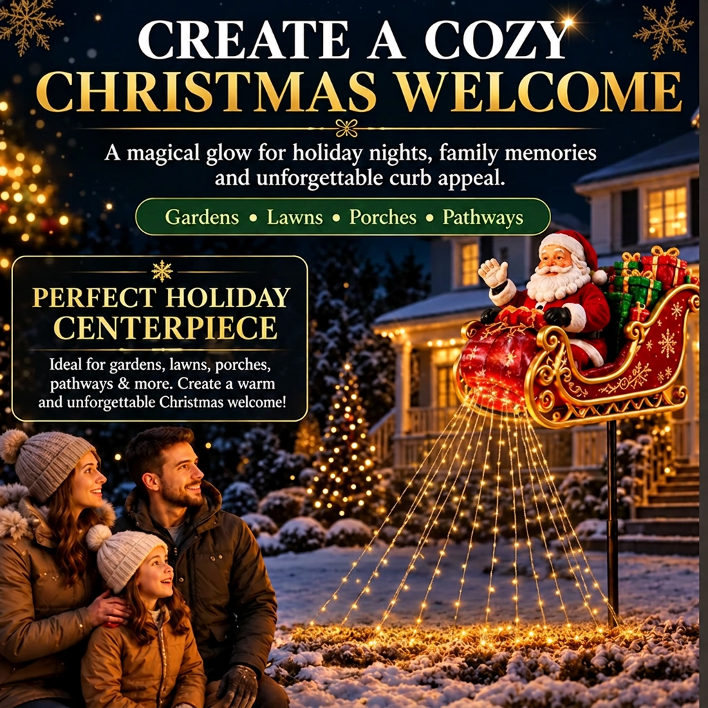 Fontaine Lumineuse Dorée de Noël – Décoration Intérieure et Extérieure