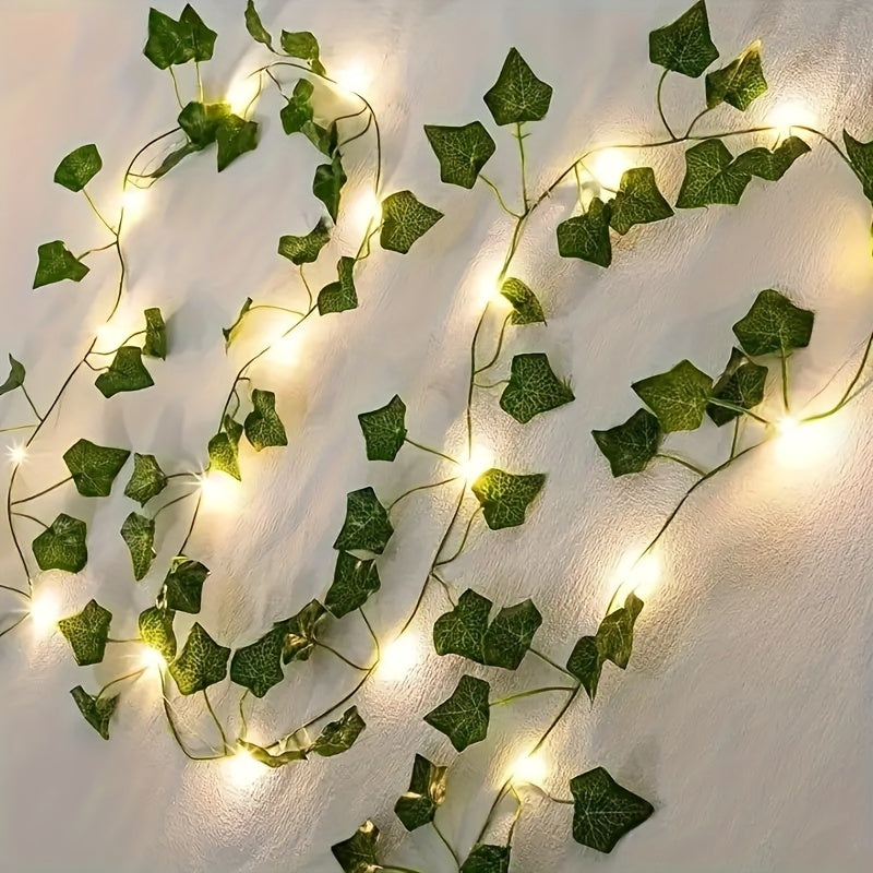 Guirlande Lumineuse Solaire Lierre Plastique Vert 7 m – 50 LED, 8 Modes, Extérieur