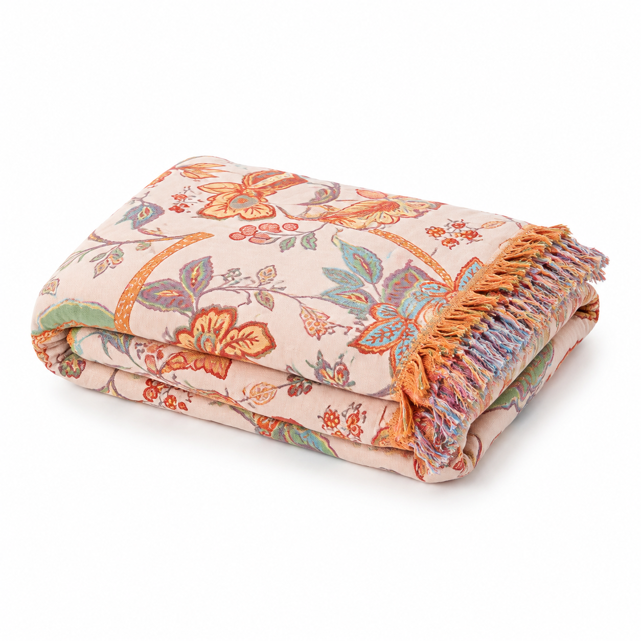 Couverture Motif Floral Imprimé en Coton