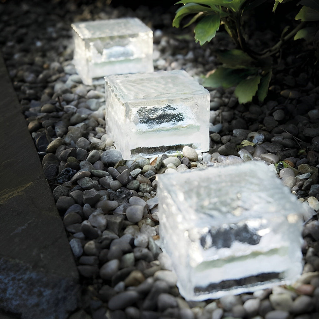Cube de glace solaire extérieur blanc chaud froid bleu vert IP65 design moderne pour jardin terrasse