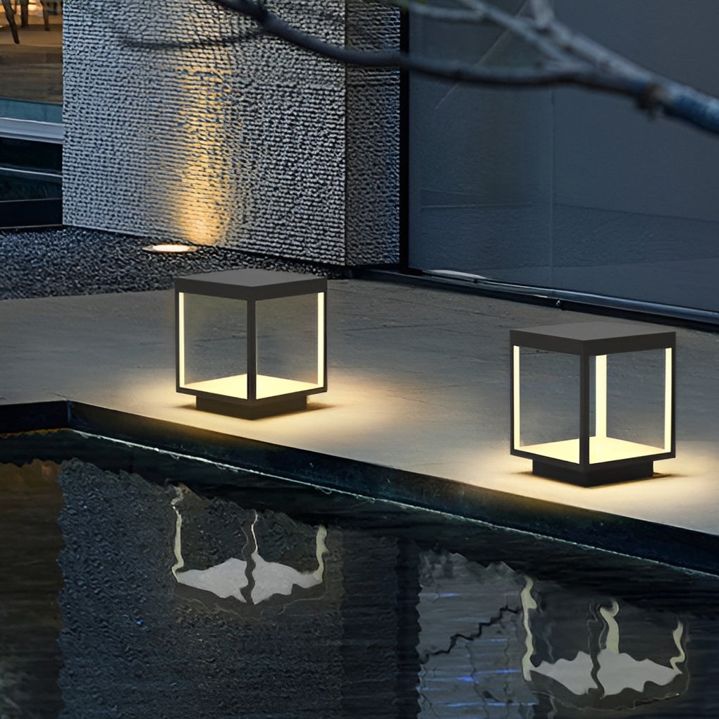 Lampe extérieure LED blanc chaud extérieur IP65 aluminium pilier carré moderne jardin terrasse façade