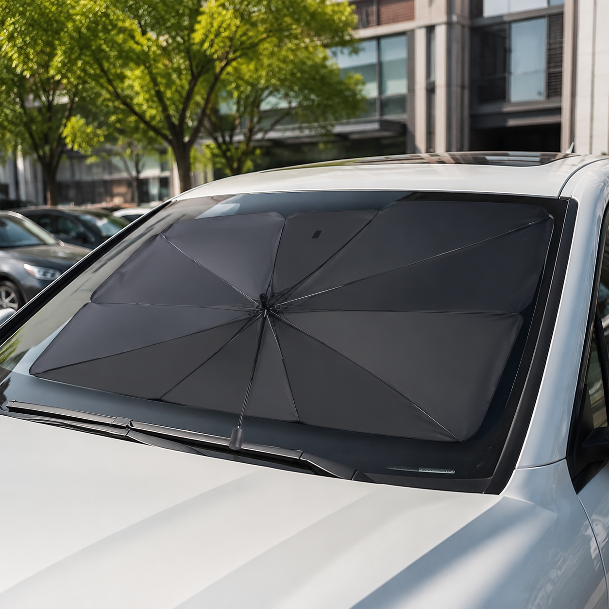 Pare-soleil voiture thermique alliage titane argent Ø140 cm – Roulable, Occultant, Réfléchissant