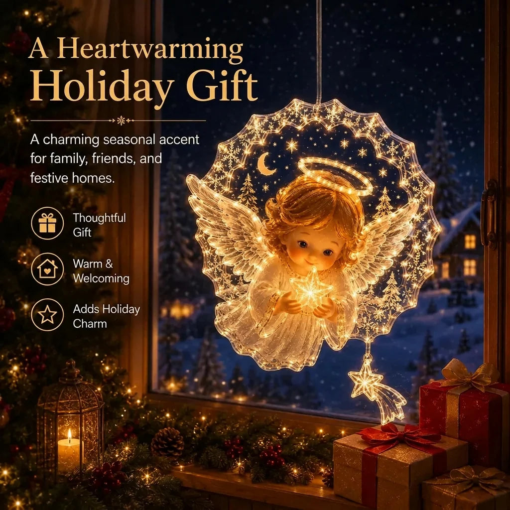Décoration de fenêtre de Noël lumineuse avec ventouse, 8 motifs