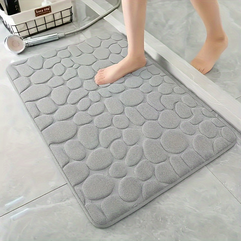 Tapis de Bain Velours Corail Polyester Beige 60x90 cm – Absorbant, Base PVC, Lavable