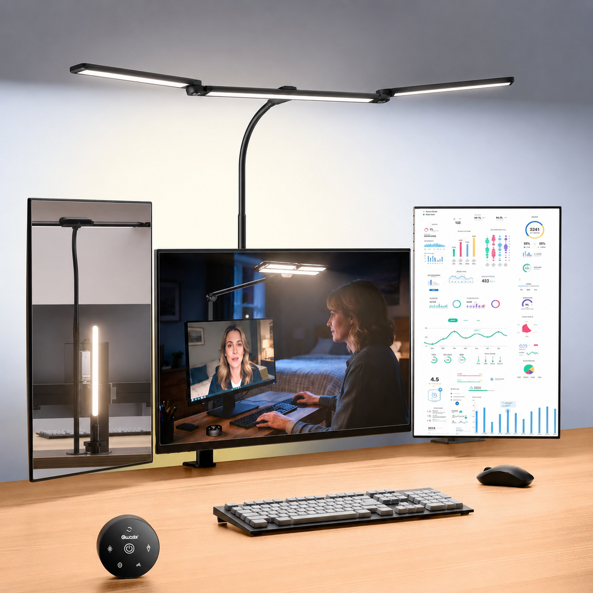 Lampe de bureau pliable - Capteur de mouvement radar, Double éclairage avant et arrière