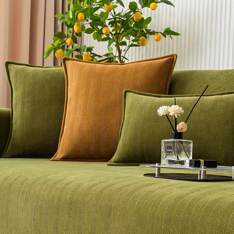 Housse de Canapé Chenille Beige – Extensible, Antidérapante, Lavable