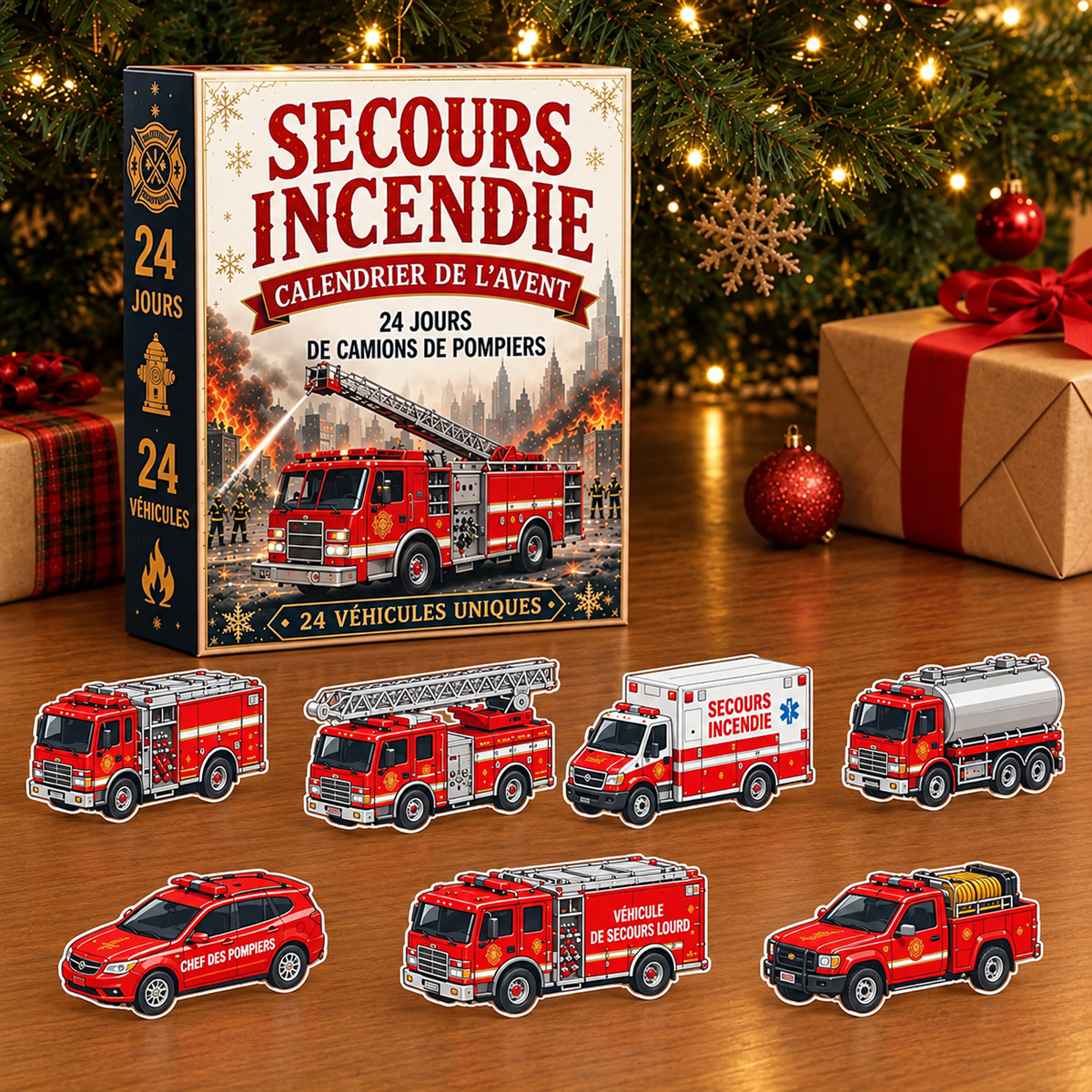Calendrier de l’Avent 24 Jours – Camions de Pompiers 2D