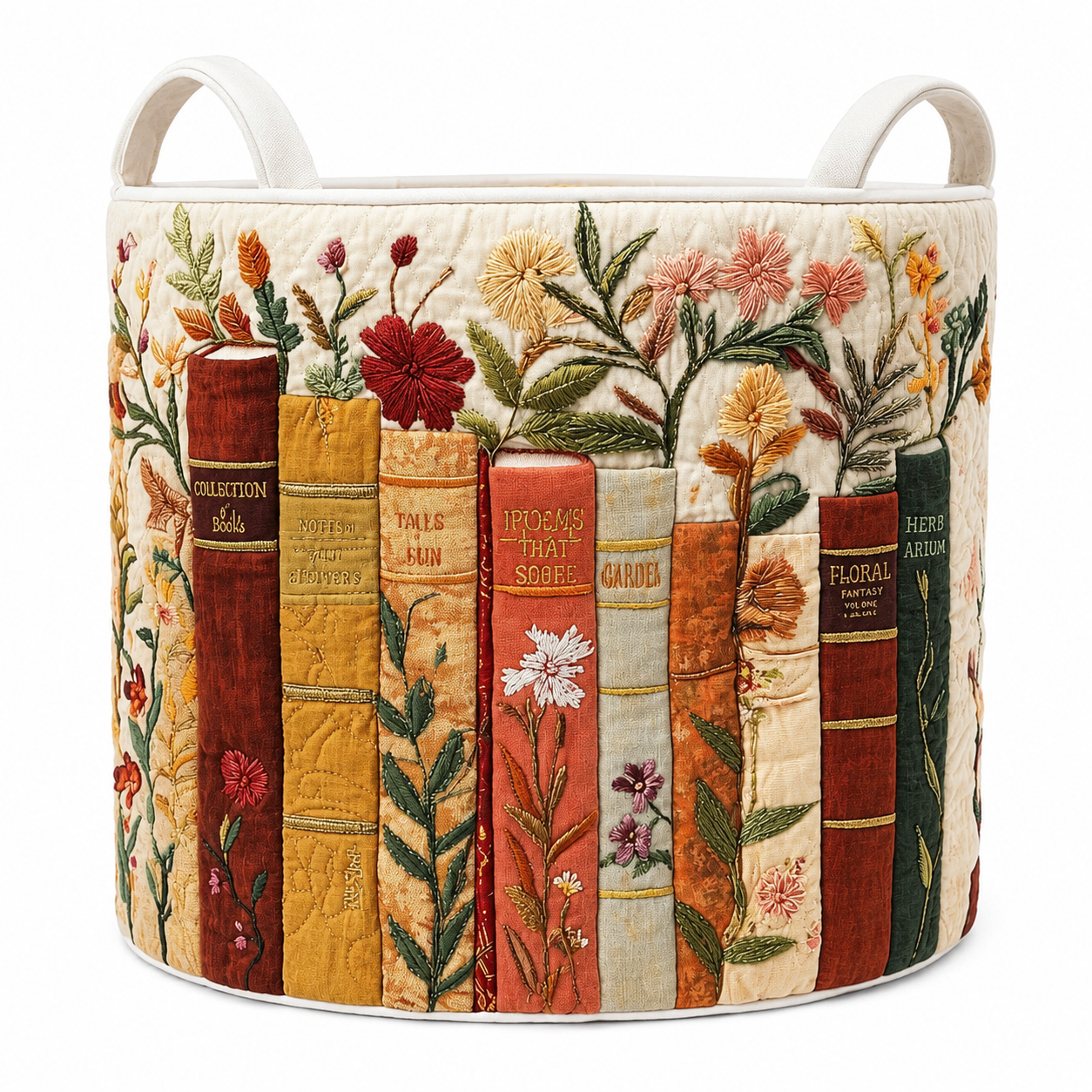 Panier à Linge Matelassé Coton-Polyester Beige 40 × 56 cm – Autoportant, Poignées Renforcées, Pliable