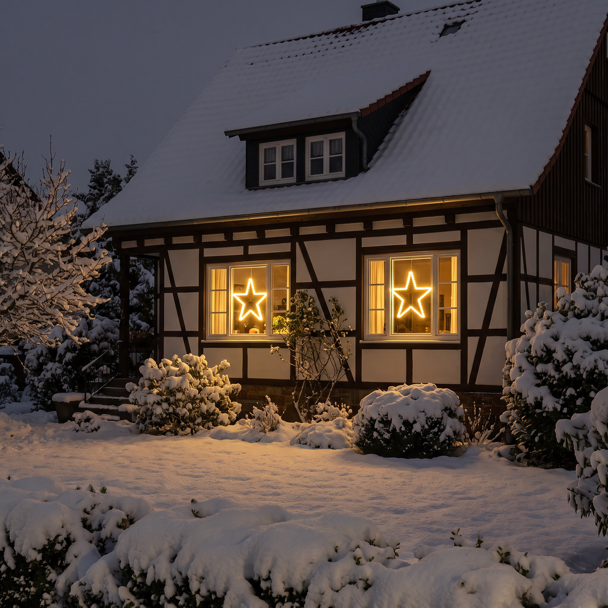 Étoile lumineuse LED 55 cm pour fenêtre avec minuterie, blanc chaud, intérieur et extérieur