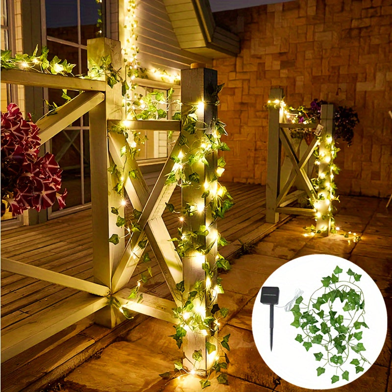 Guirlande Lumineuse Solaire Lierre Plastique Vert 7 m – 50 LED, 8 Modes, Extérieur