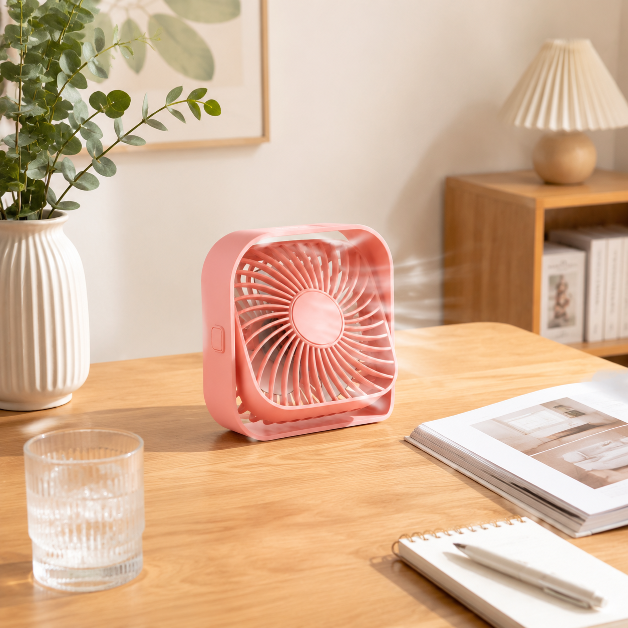Ventilateur de Bureau Portable ABS Blanc 18 cm – Rotation 360°, 3 Vitesses, USB
