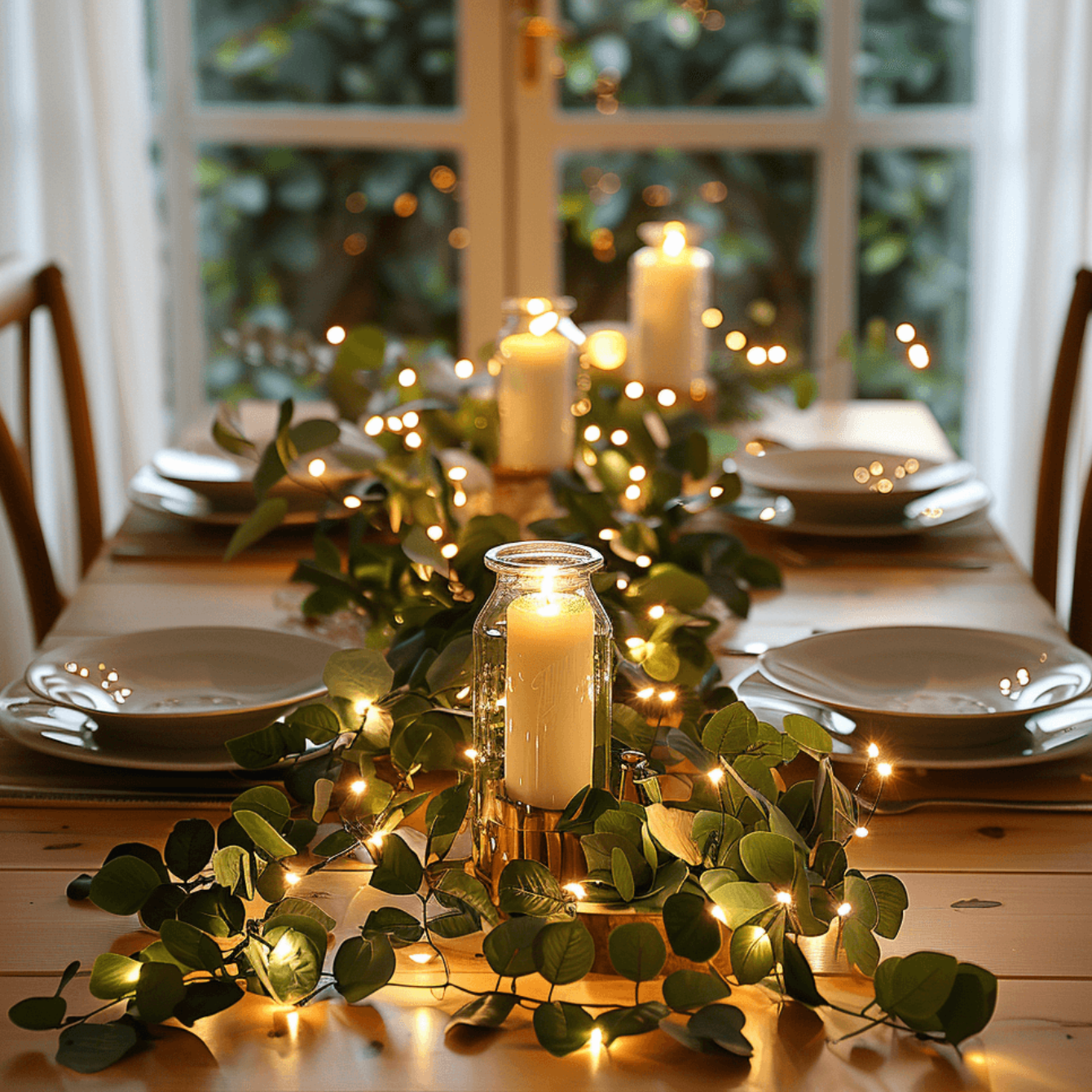 Guirlande LED Olivenzauber en vert pour décoration de table