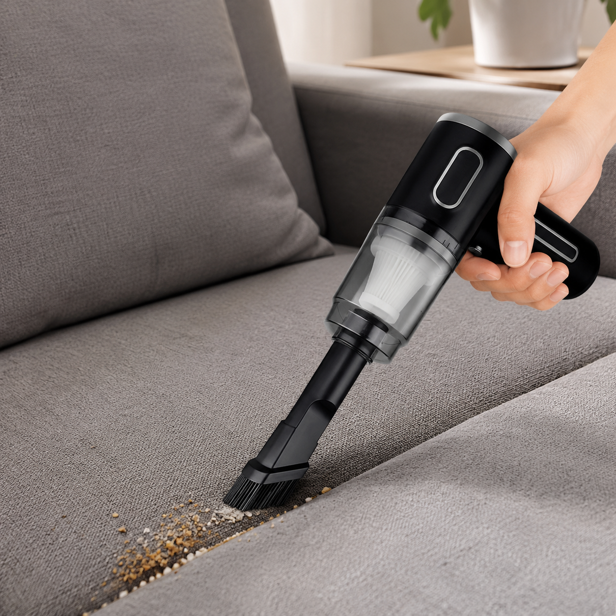 Aspirateur à Main Sans Fil ABS Noir 15 cm – Aspiration Puissante, Recharge USB, Multiusage