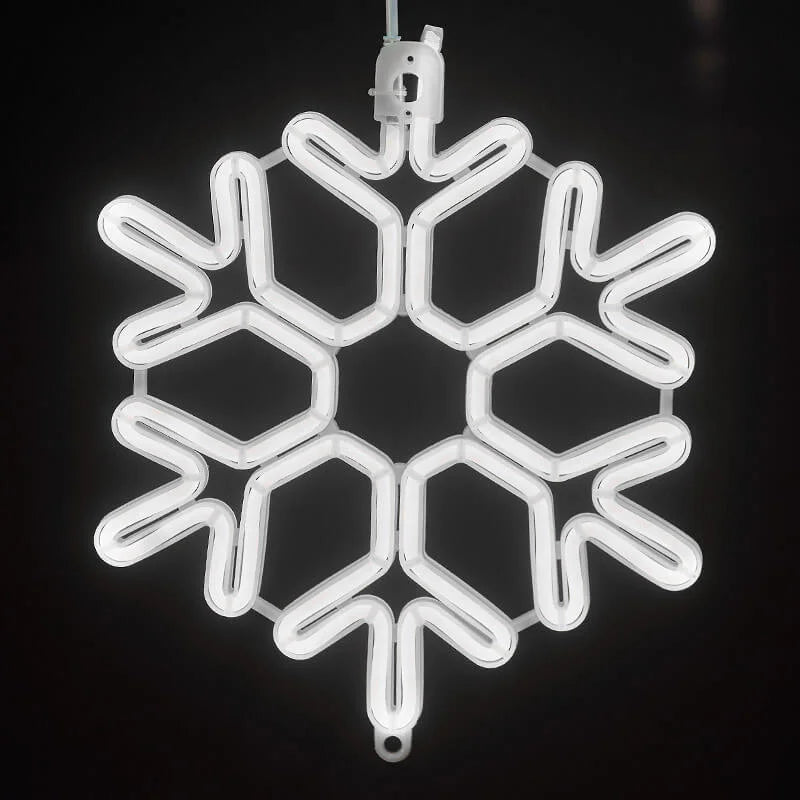 Flocon de neige LED à suspendre pour l’extérieur, décoration lumineuse néon pour arbre et balcon