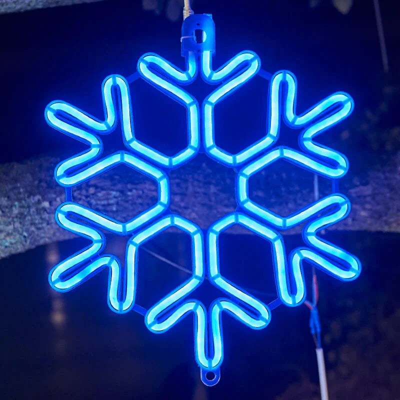 Flocon de neige LED à suspendre pour l’extérieur, décoration lumineuse néon pour arbre et balcon
