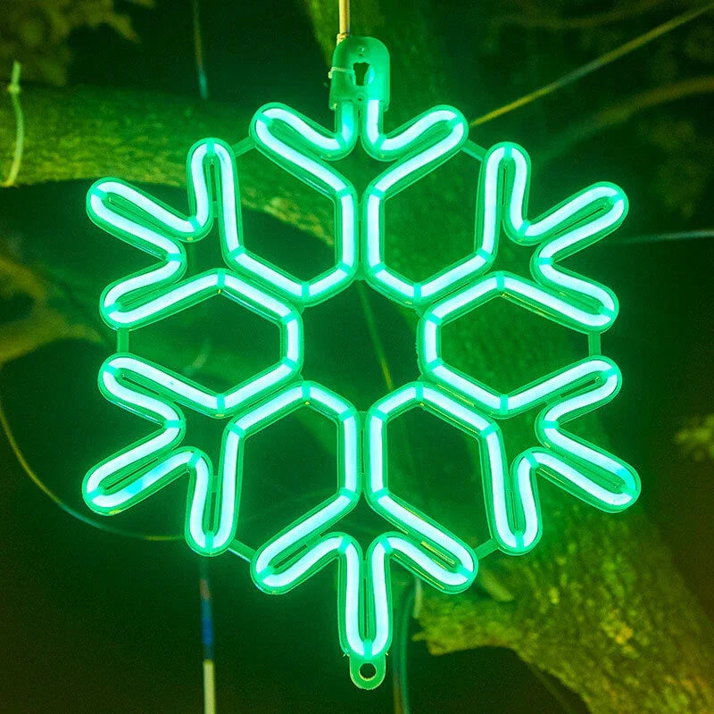 Flocon de neige LED à suspendre pour l’extérieur, décoration lumineuse néon pour arbre et balcon