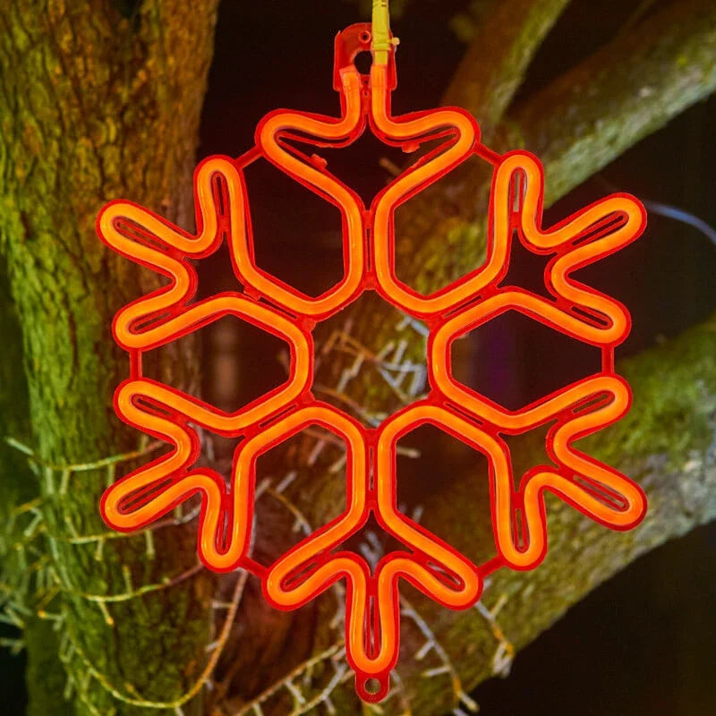 Flocon de neige LED à suspendre pour l’extérieur, décoration lumineuse néon pour arbre et balcon