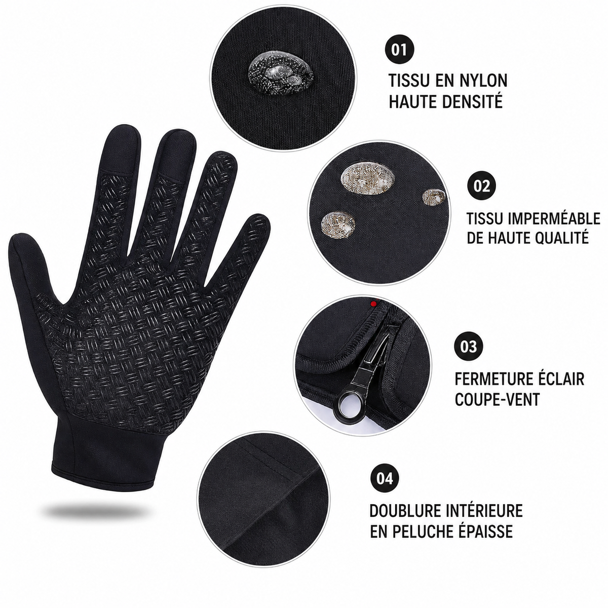 ThermGrip | Gants d'hiver imperméables, écran tactile