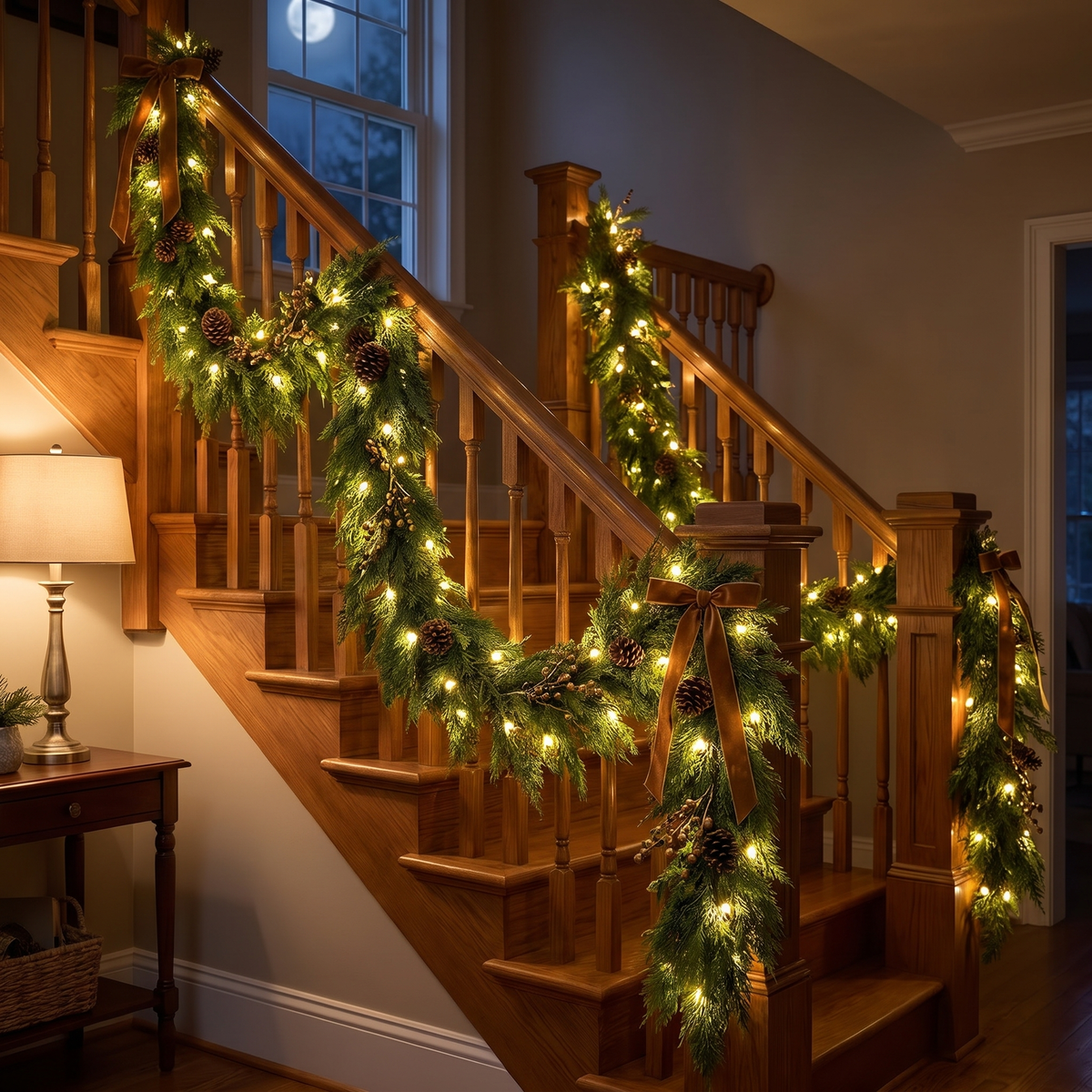 Guirlande de cèdre lumineuse 2,7 m, aspect réaliste avec LED et télécommande