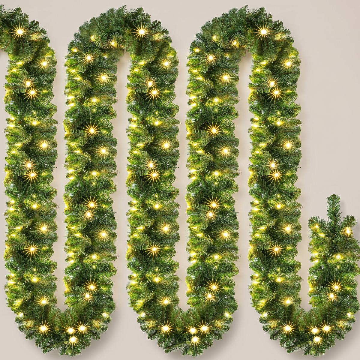 Guirlande de sapin lumineuse 10 m 200 LED blanc chaud, intérieur et extérieur
