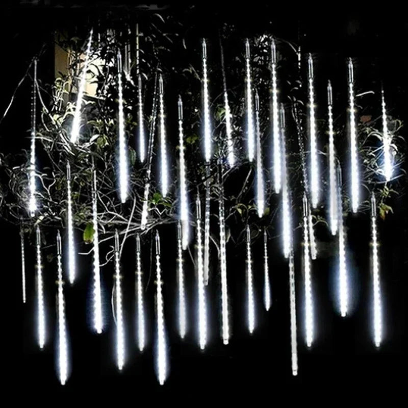 Guirlande LED pluie de météores pour l’extérieur, tubes lumineux étoiles filantes pour arbre et jardin