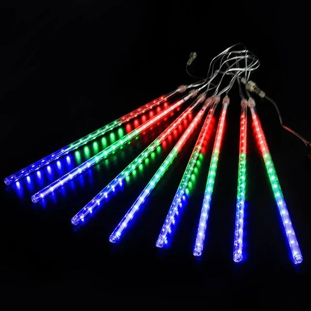 Guirlande LED pluie de météores pour l’extérieur, tubes lumineux étoiles filantes pour arbre et jardin