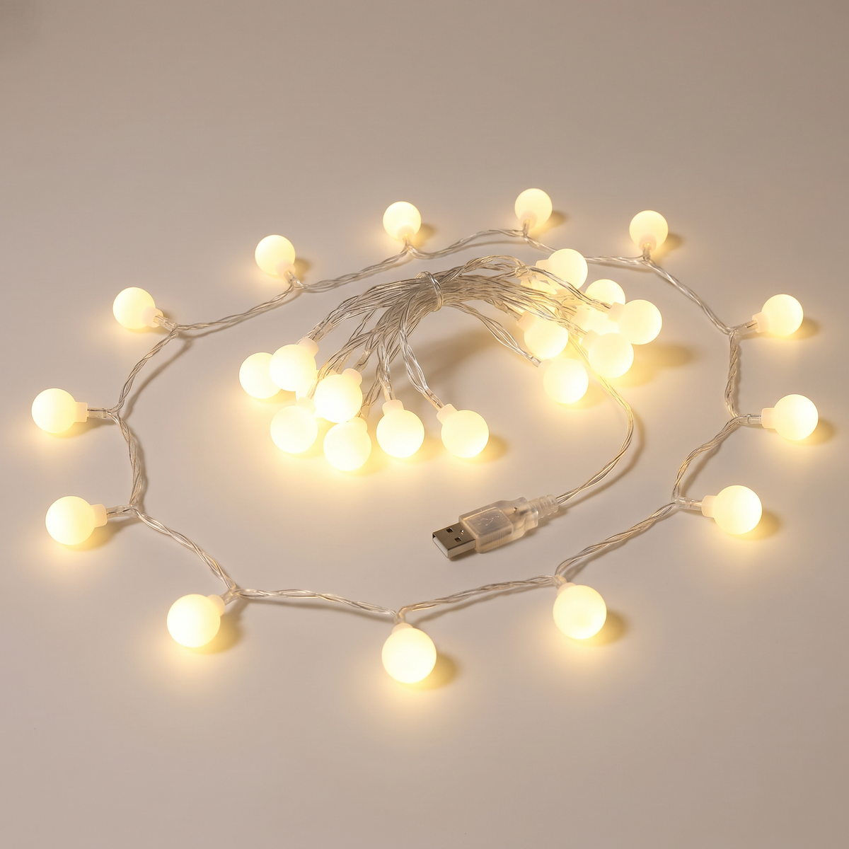 Guirlande lumineuse à petites boules USB, guirlande boules LED blanc chaud ou blanc froid