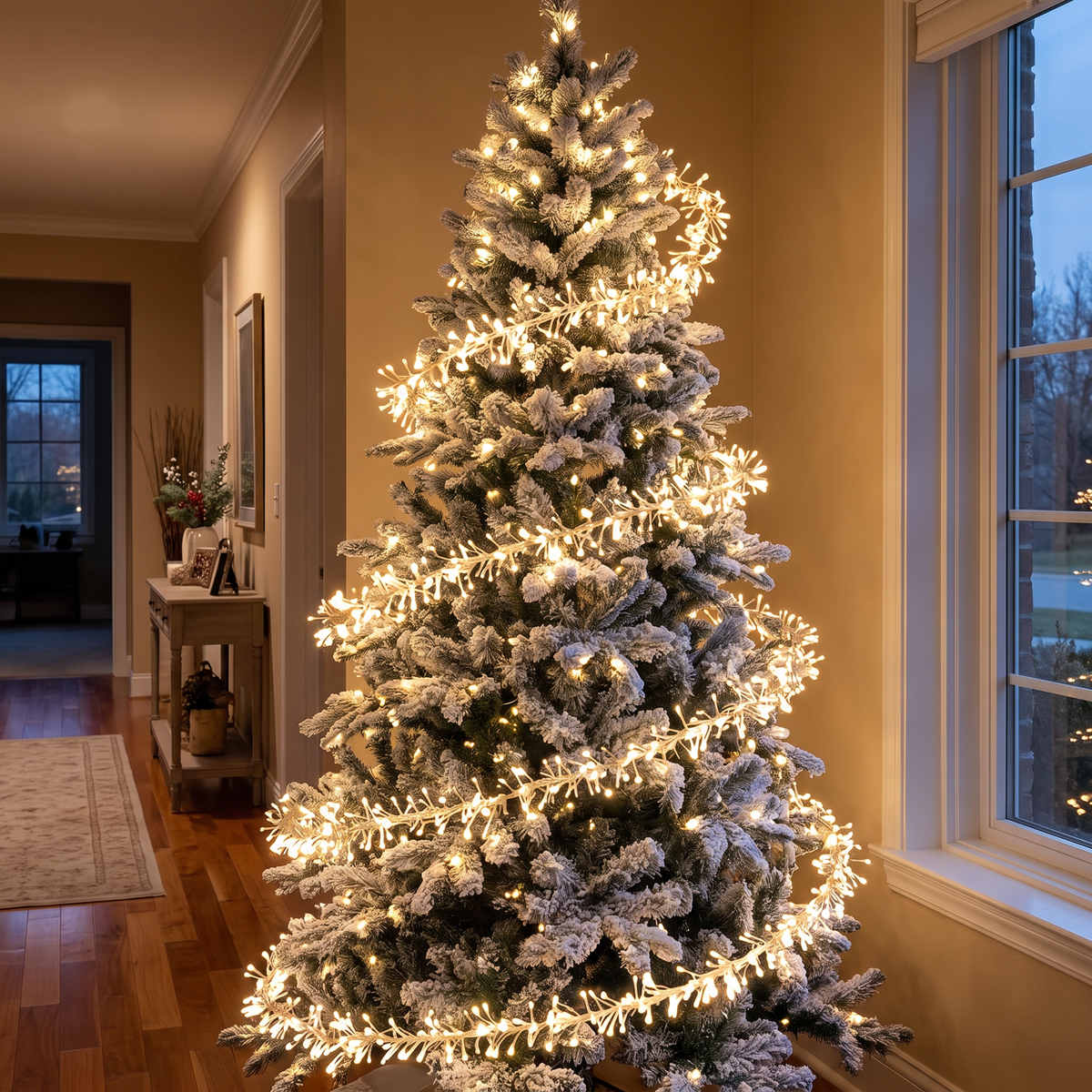 Guirlande lumineuse pour sapin de Noël 2000 LED blanc chaud, spirale flottante avec télécommande