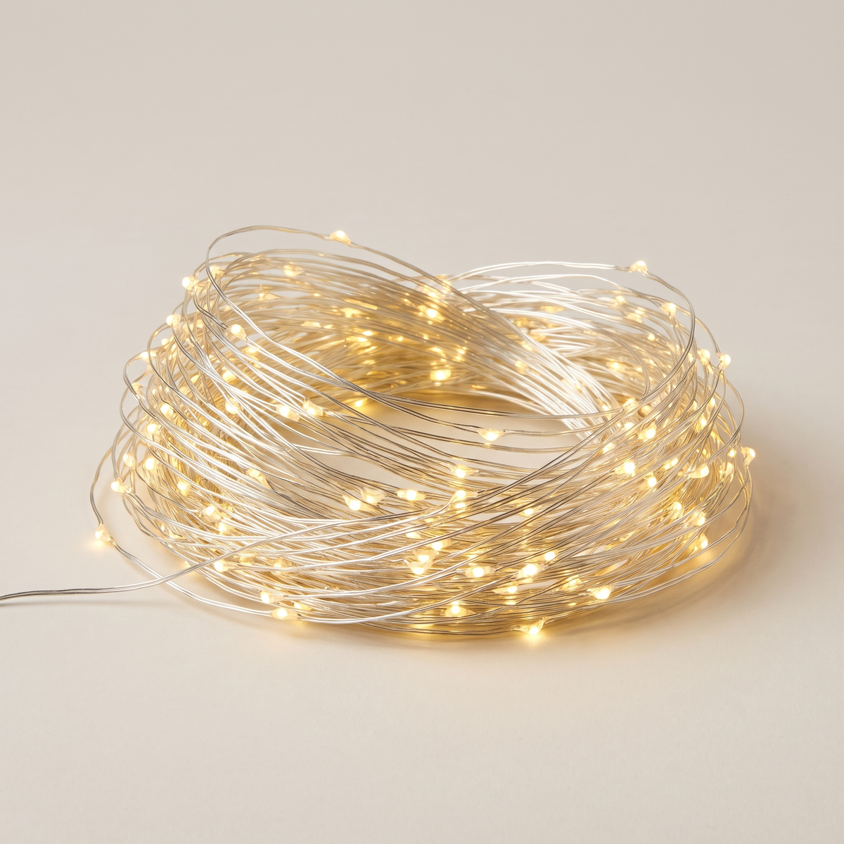 Guirlande micro LED fil argenté 50 m, 500 LED blanc chaud pour sapin avec télécommande