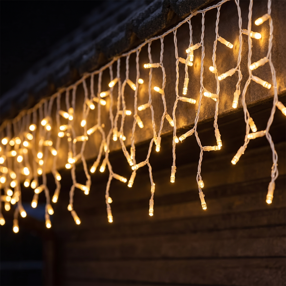Guirlande stalactite extérieure 15 m 660 LED blanc chaud, extensible, 8 modes et minuterie