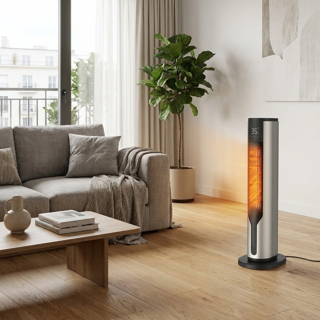 Chauffage de Sol Vertical en Céramique PTC 2000W avec Réglages Ajustables