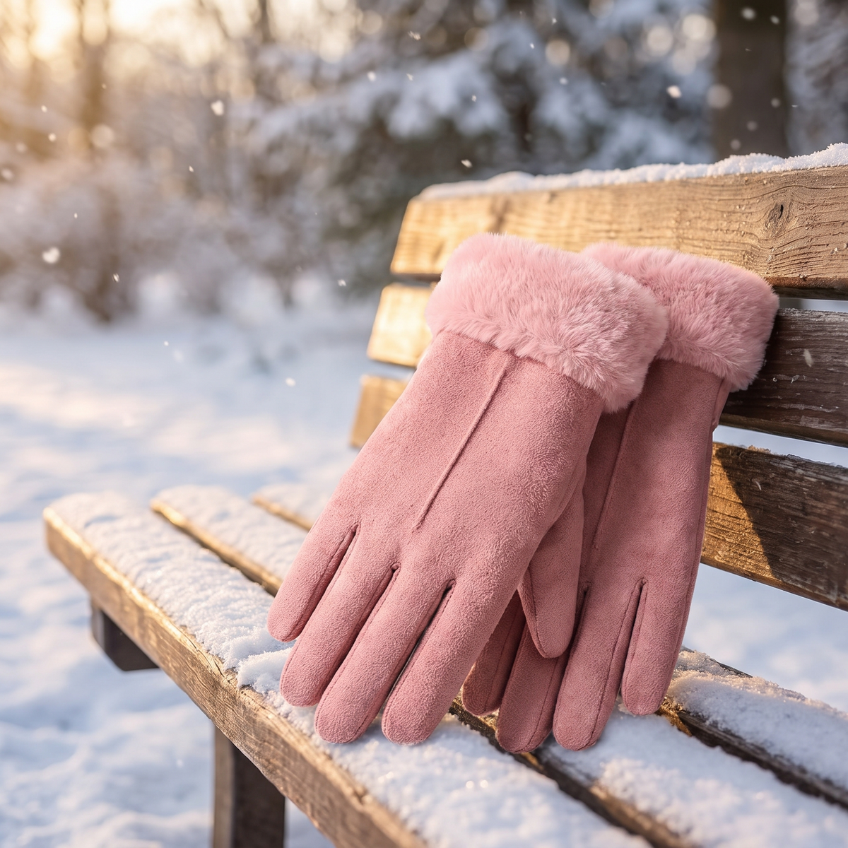 Gants chauffants pour femme avec revers en peluche, 3 niveaux de chaleur et doigt tactile