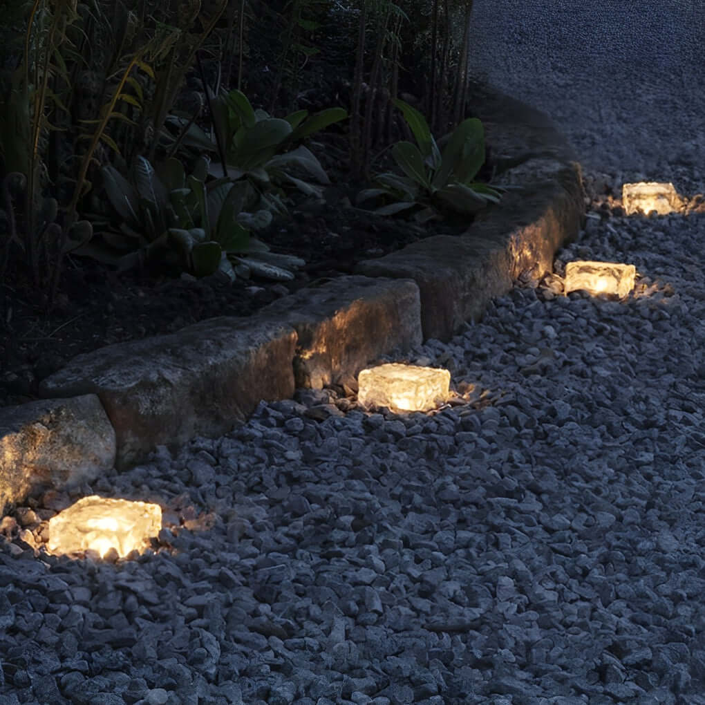 Cube de glace solaire extérieur blanc chaud froid bleu vert IP65 design moderne pour jardin terrasse