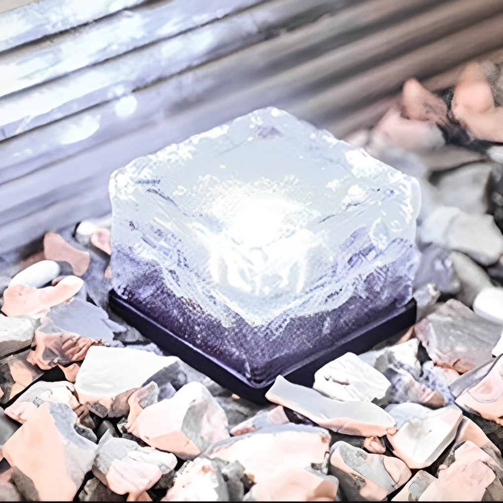 Cube de glace solaire extérieur blanc chaud froid bleu vert IP65 design moderne pour jardin terrasse