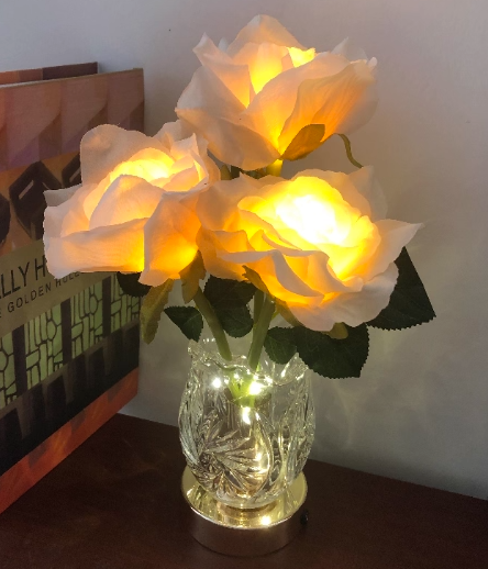 Lampe LED Rosenzauber – Fleurs éclatantes, Rose pour intérieurs