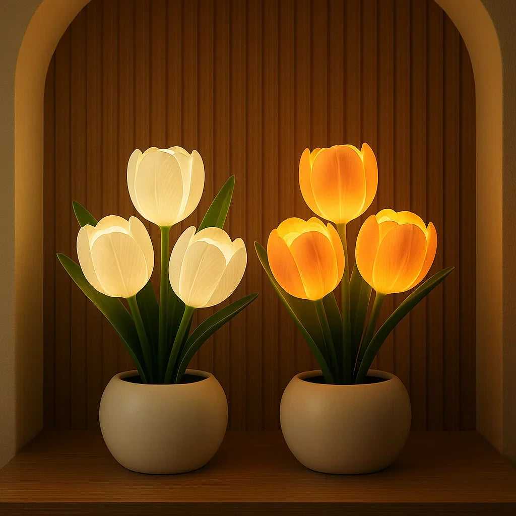 Lampe tulipe LED décorative blanc chaud pour salon