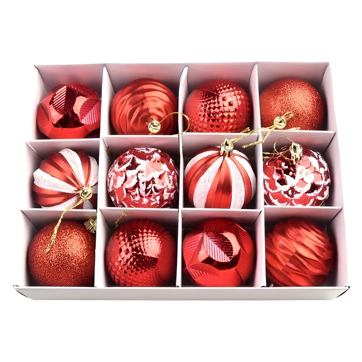 Lot de 24 boules de Noël incassables 6 cm, boules de sapin en cinq couleurs