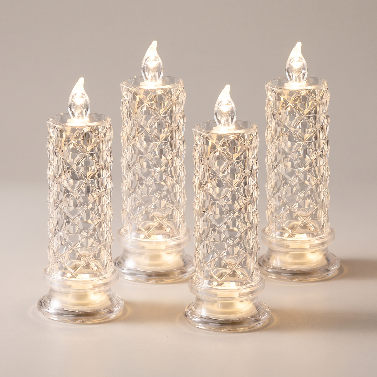 Lot de 4 bougies LED effet cristal, bougies sans flamme taille diamant à changement de couleur