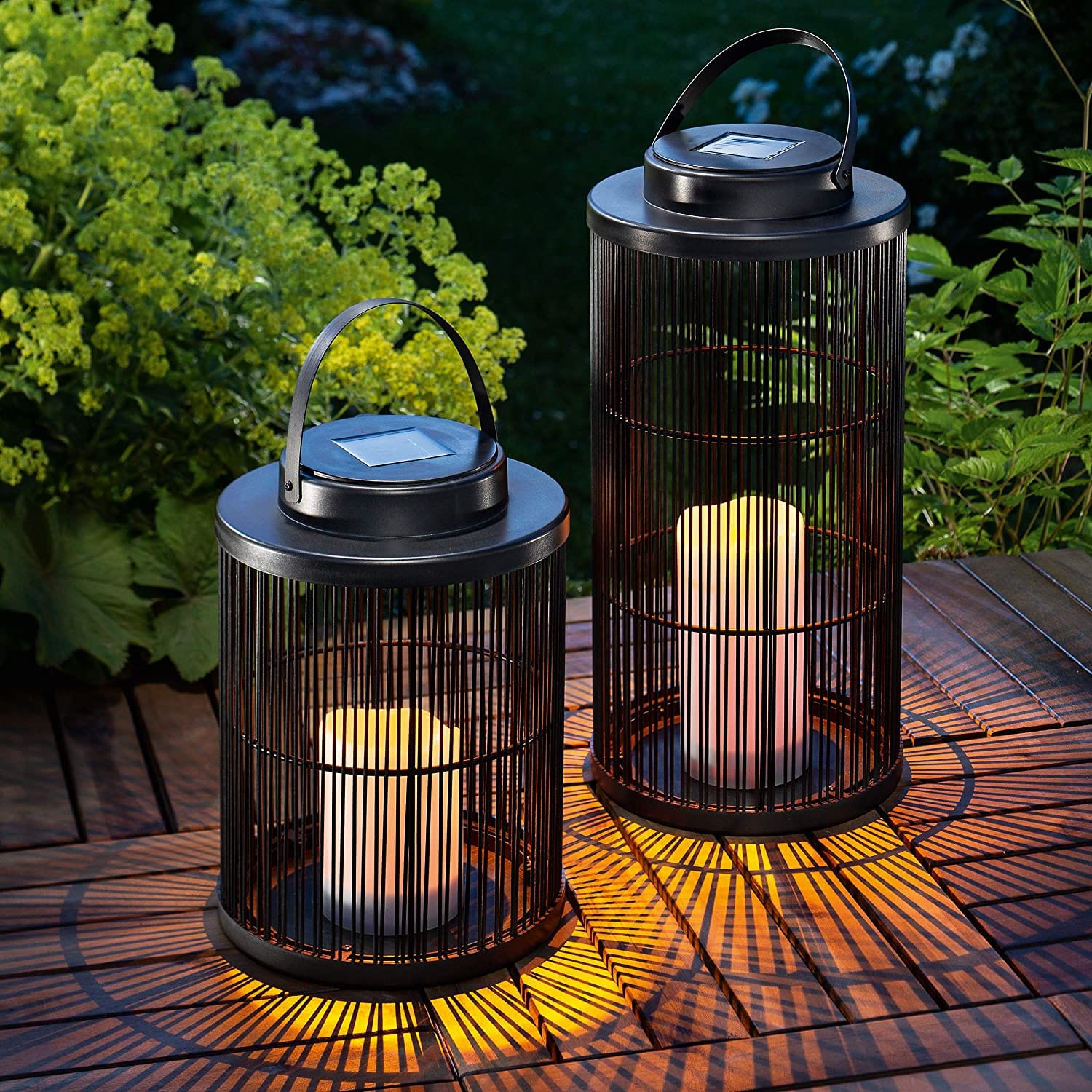 Lampe extérieure solaire LED décorative jardin terrasse lumière chaude autonome design boho