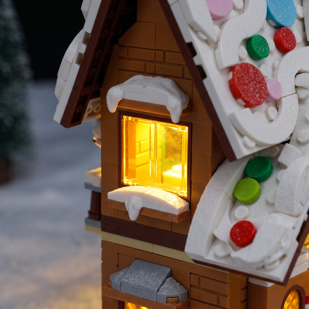 Maison en pain d'épices à construire avec lumière LED, village de Noël en briques 3 en 1, dès 8 ans