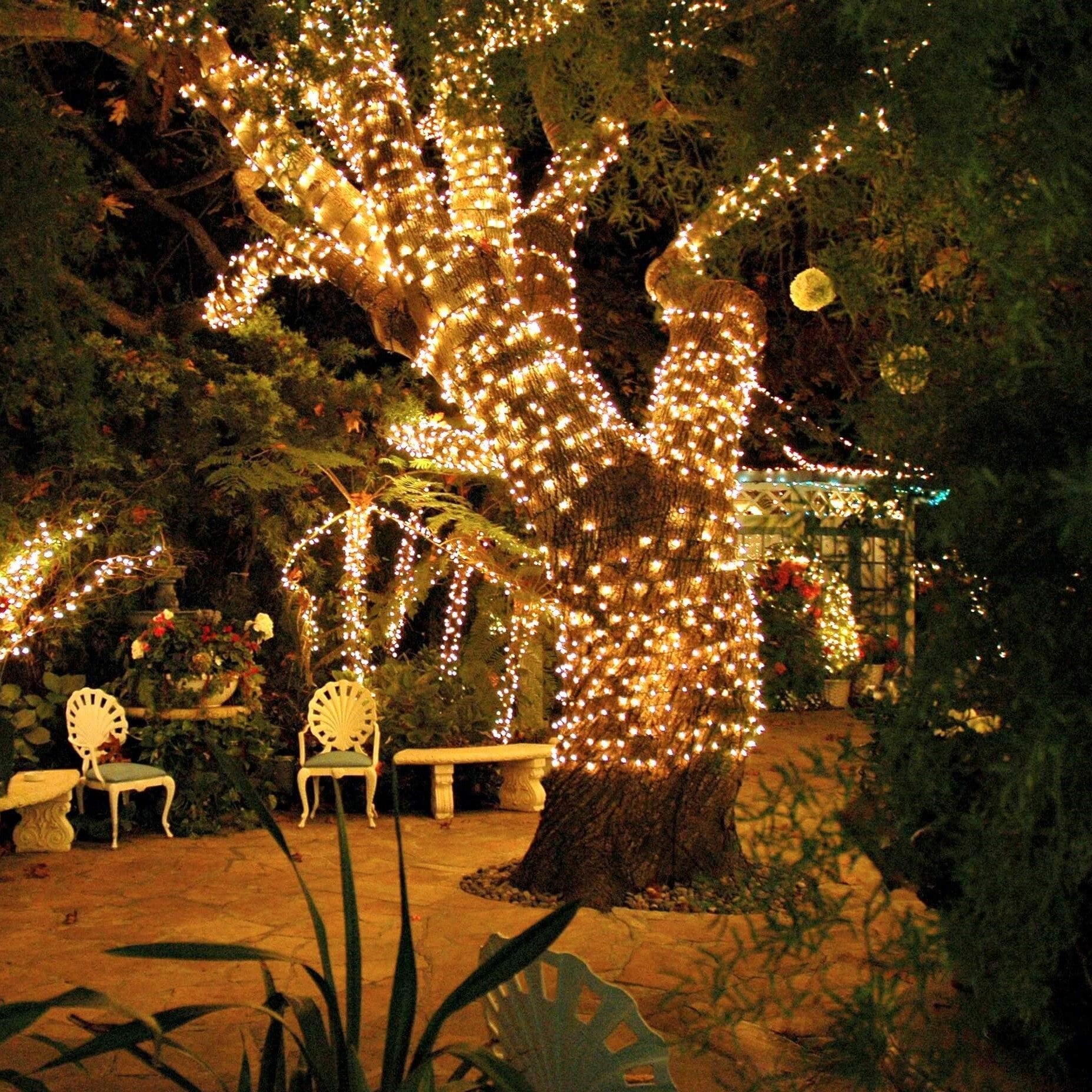 Guirlande lumineuse solaire LED blanc chaud extérieur jardin IP65 étanche design moderne