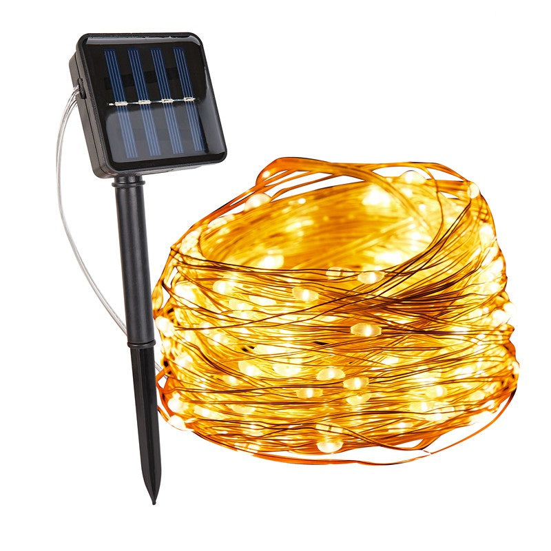 Guirlande lumineuse solaire LED blanc chaud extérieur jardin IP65 étanche design moderne