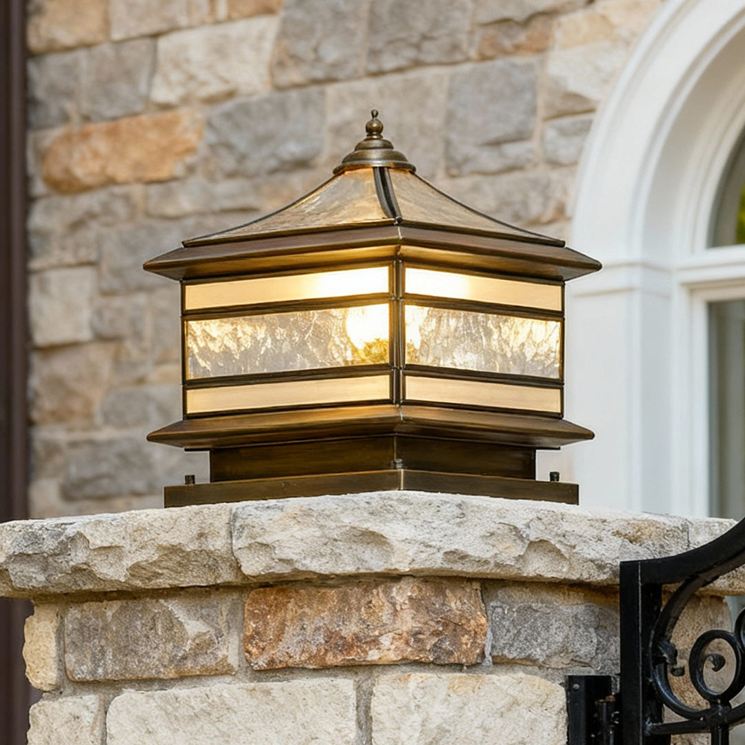 Lampadaire design extérieur solaire LED blanc chaud étanche cuivre décoratif vintage pour jardin