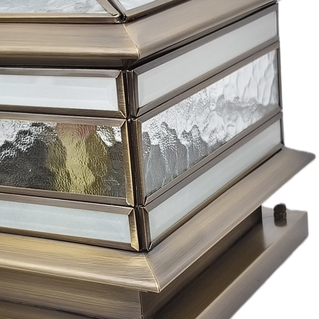 Lampadaire design extérieur solaire LED blanc chaud étanche cuivre décoratif vintage pour jardin