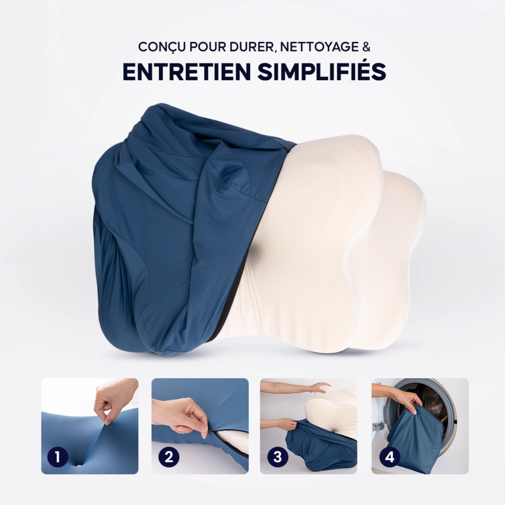 Oreiller en mousse à mémoire de forme pour soutien du cou | Oreiller contour pour dormeurs sur le côté et sur le dos
