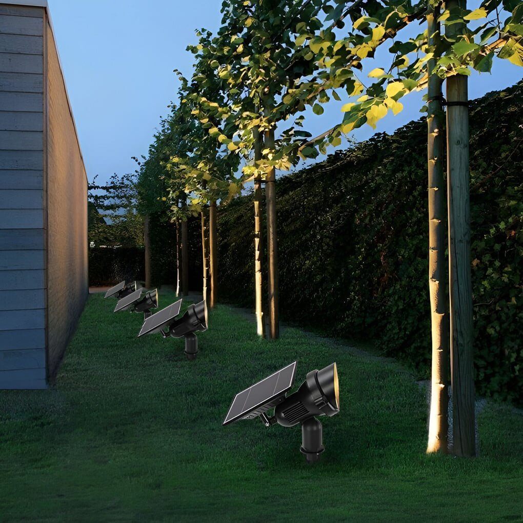 Éclairage spot solaire LED jardin extérieur blanc chaud aluminium orientable IP54 design moderne